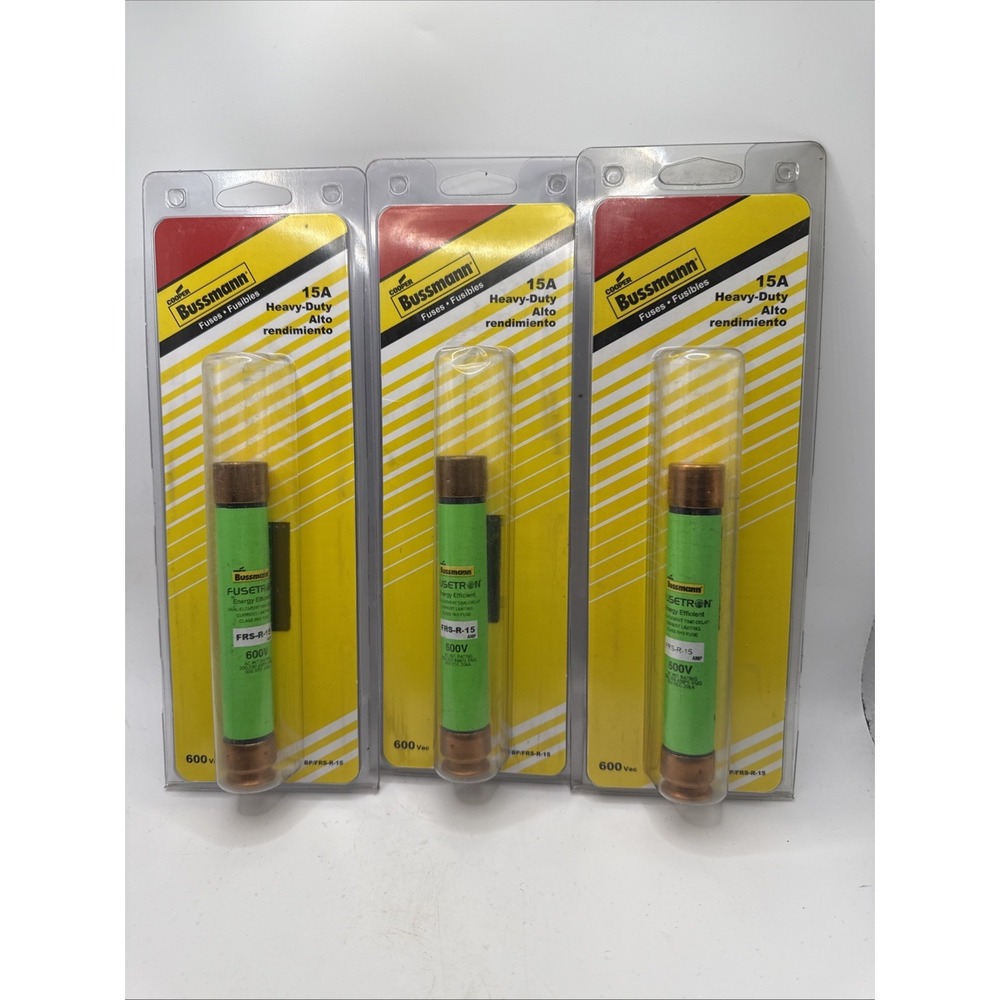 3 Cooper Bussmann Heavy‎ Duty 15A Fuses BP/FRA-R-15 600Vac New